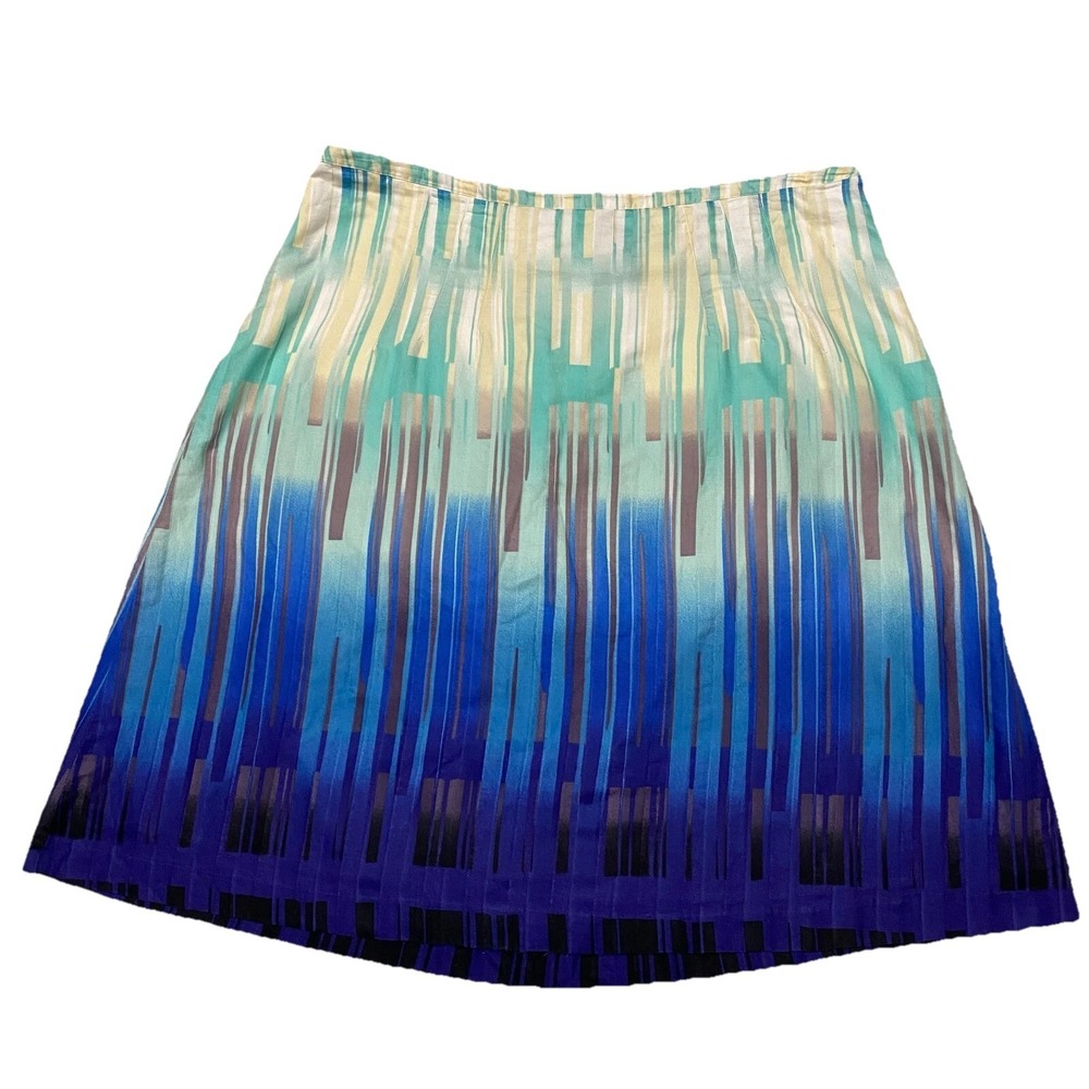 Lane Bryant A-Line Skirt Womens Sz 18 Blue Aqua Abstract Lined Back Zip Artsy